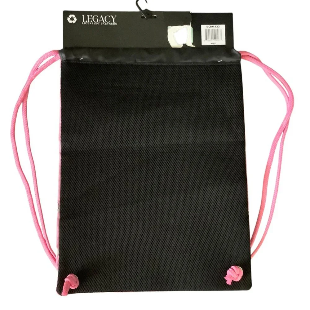 Disney Minnie Mouse‎ Pink Polka Dot Drawstring Sling Backpack Legacy 17.5